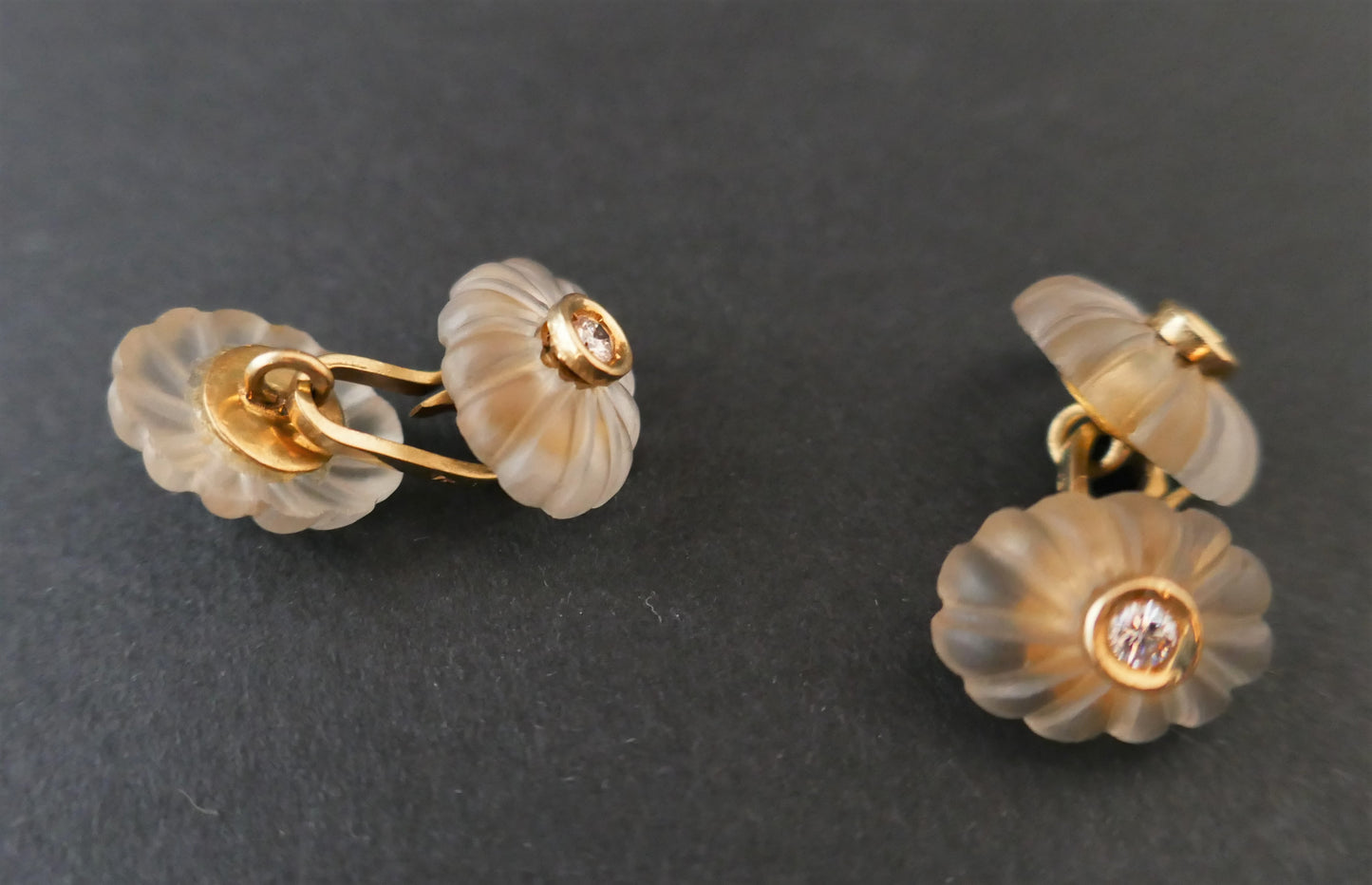 Boutons De Manchettes Cristal De Roche Et Diamants