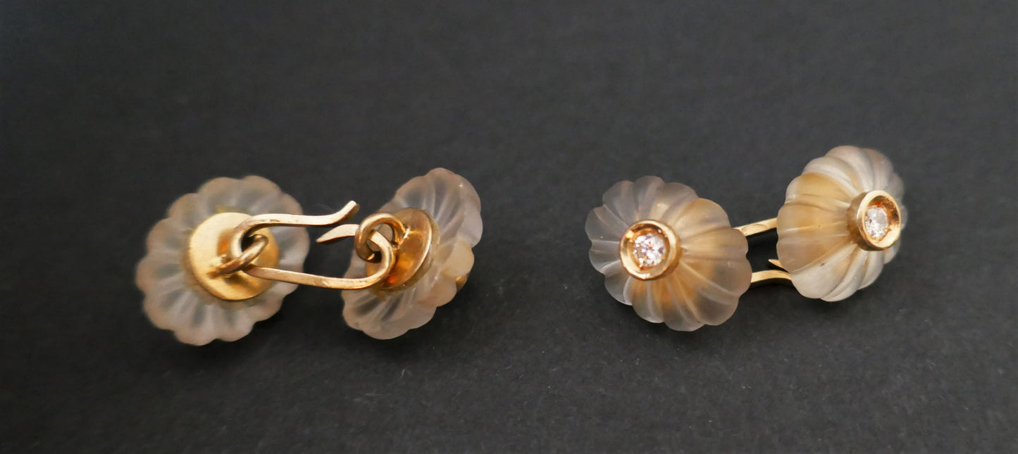 Boutons De Manchettes Cristal De Roche Et Diamants