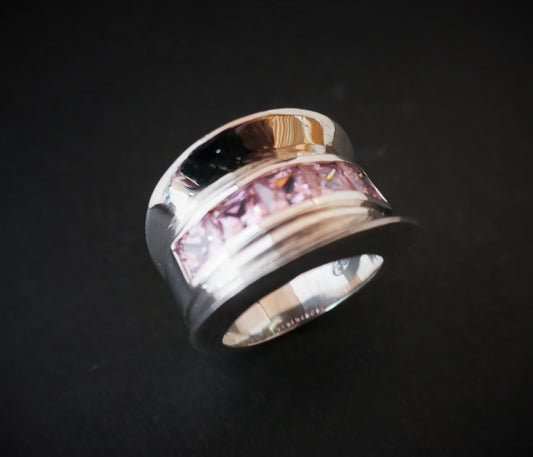 Bague En Argent, Pierres Roses