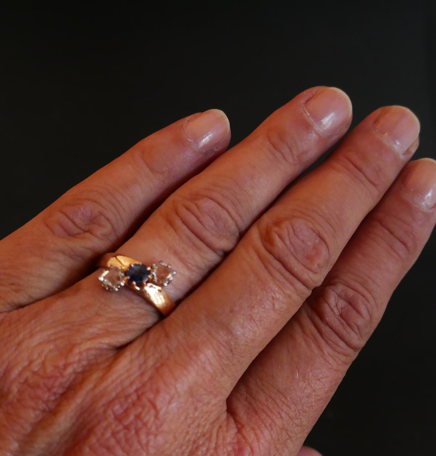 Bague saphir et diamants, Or 18 Carats