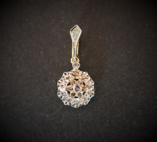 Pendentif Ancien Serti De Diamants Taille Rose