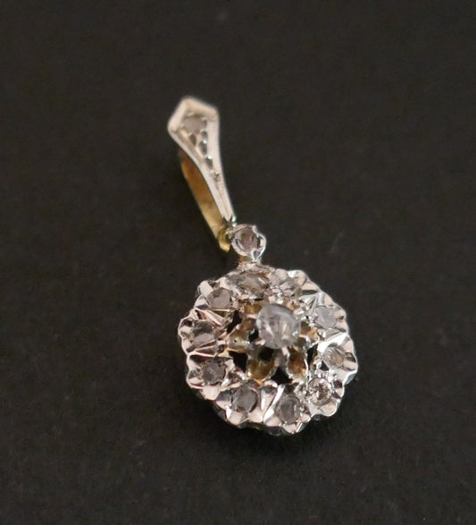 Pendentif Ancien Serti De Diamants Taille Rose