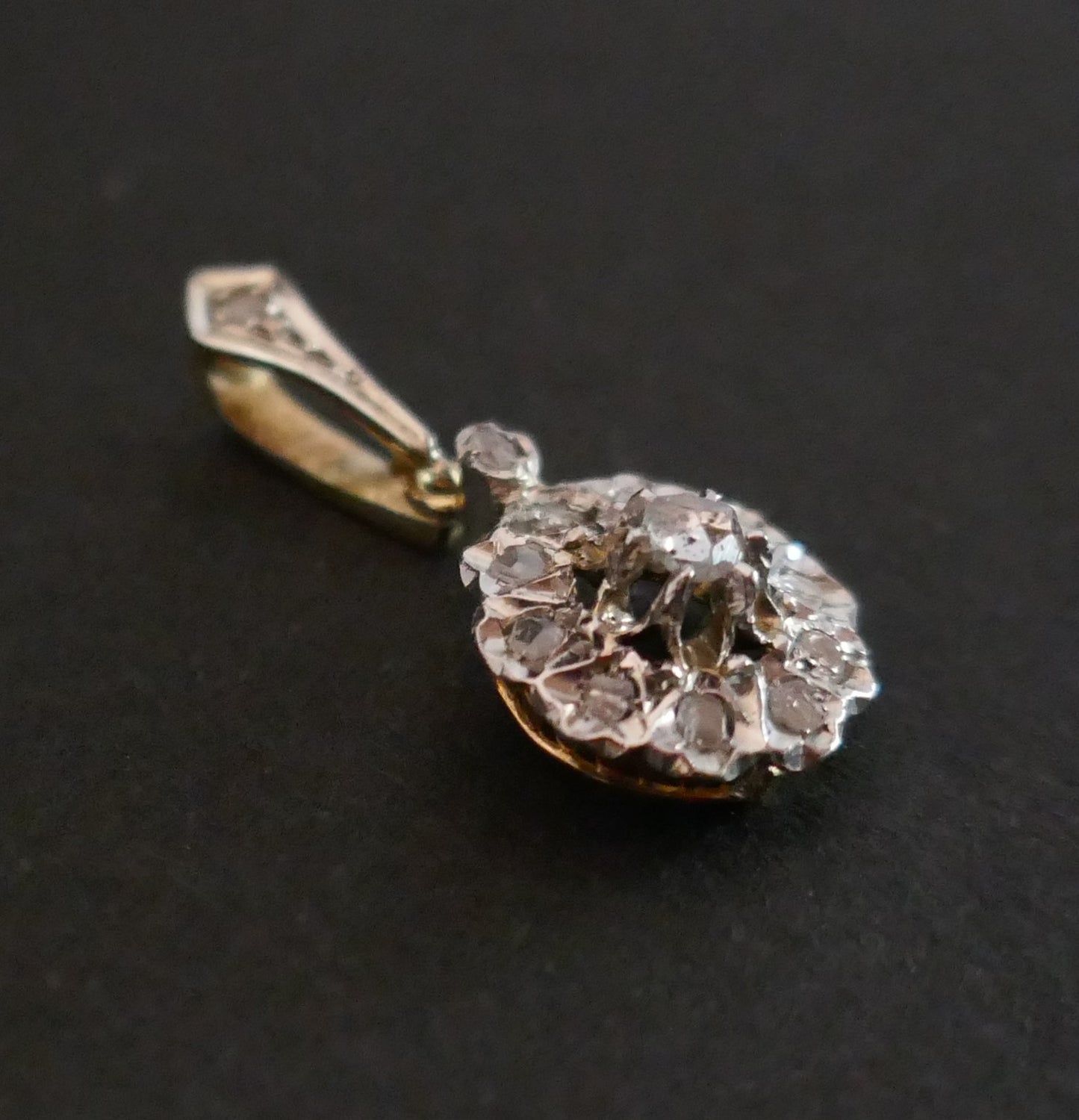 Pendentif Ancien Serti De Diamants Taille Rose