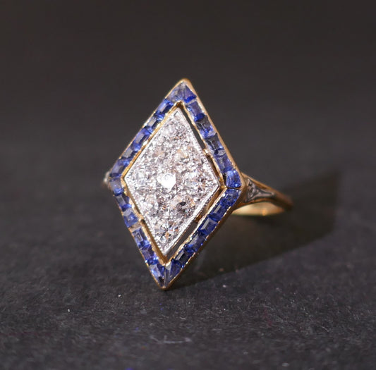 Bague saphirs et diamants époque Art Déco