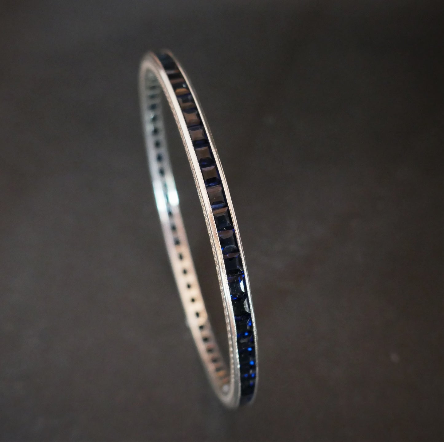 Bracelet Jonc En Argent Pierres Calibrées Bleues