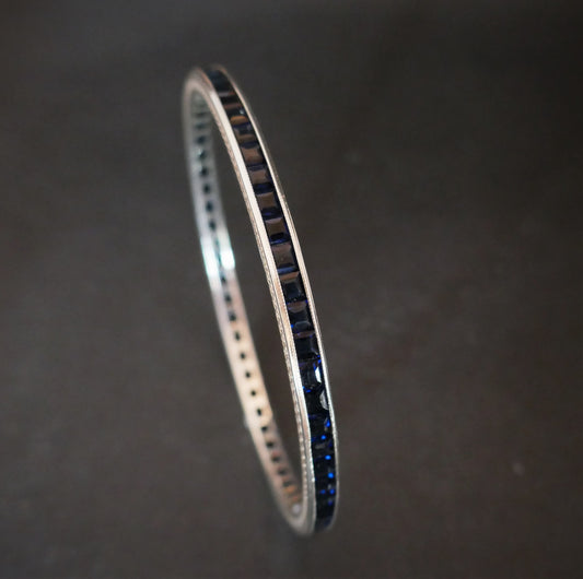 Bracelet Jonc En Argent Pierres Calibrées Bleues