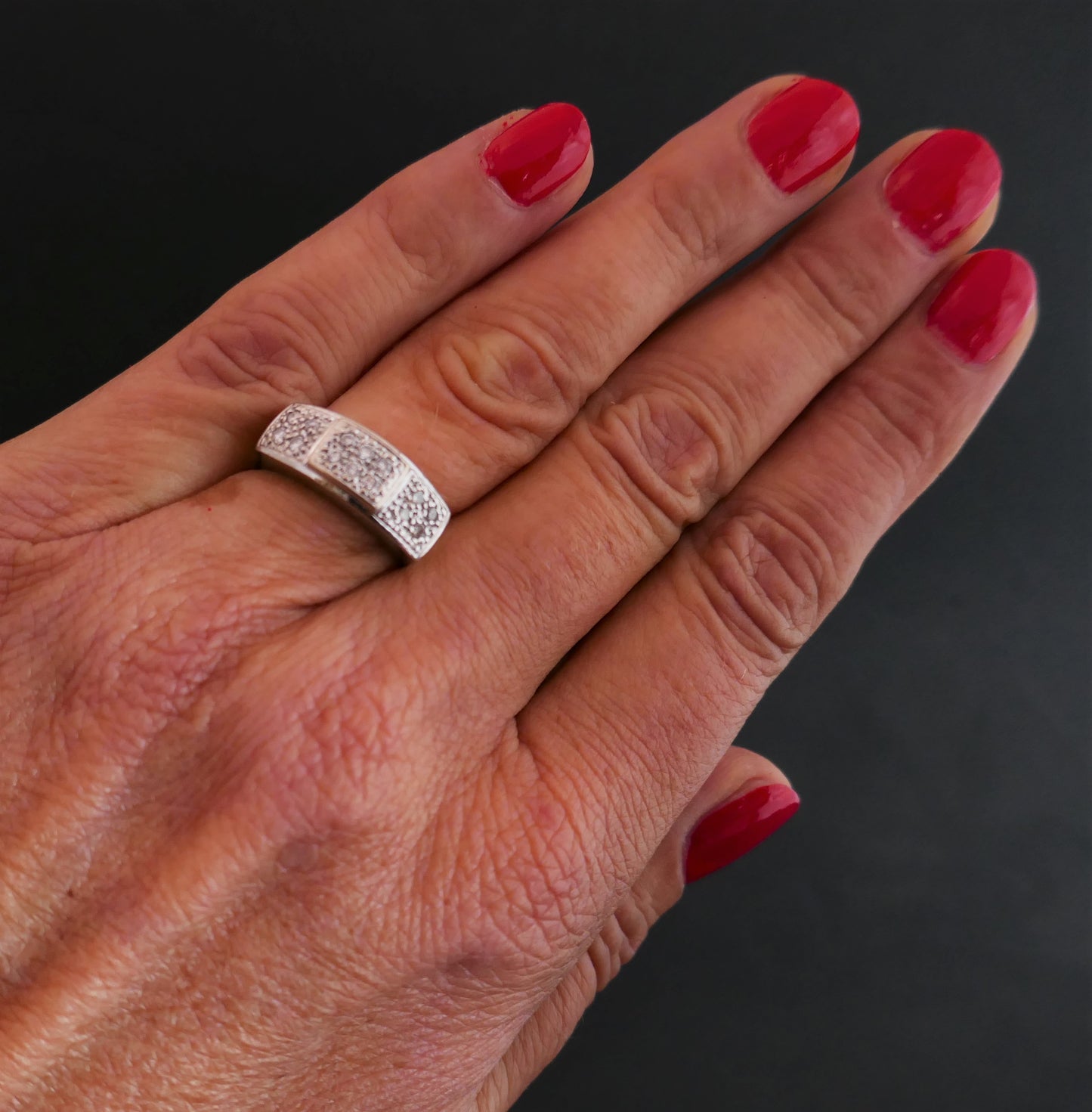 Bague Diamants, Or Blanc 18 Carats