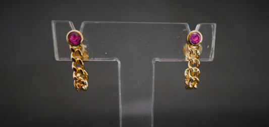 Boucles d'Oreilles Rubis, Or Jaune 18 Carats