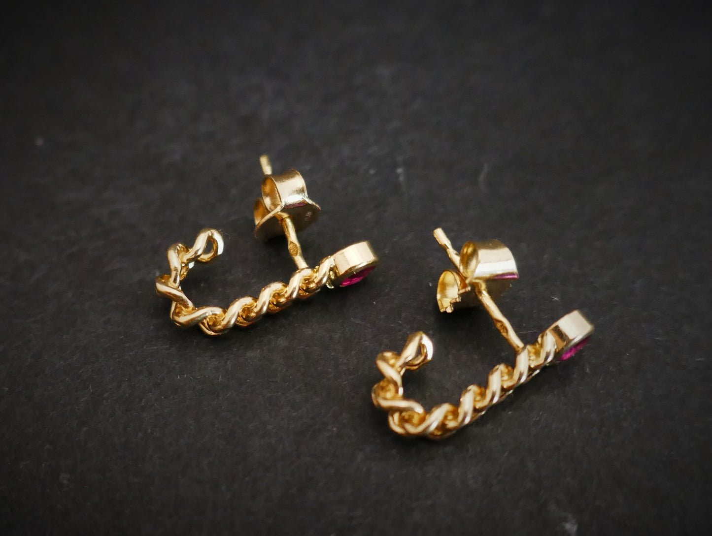 Boucles d'Oreilles Rubis, Or Jaune 18 Carats