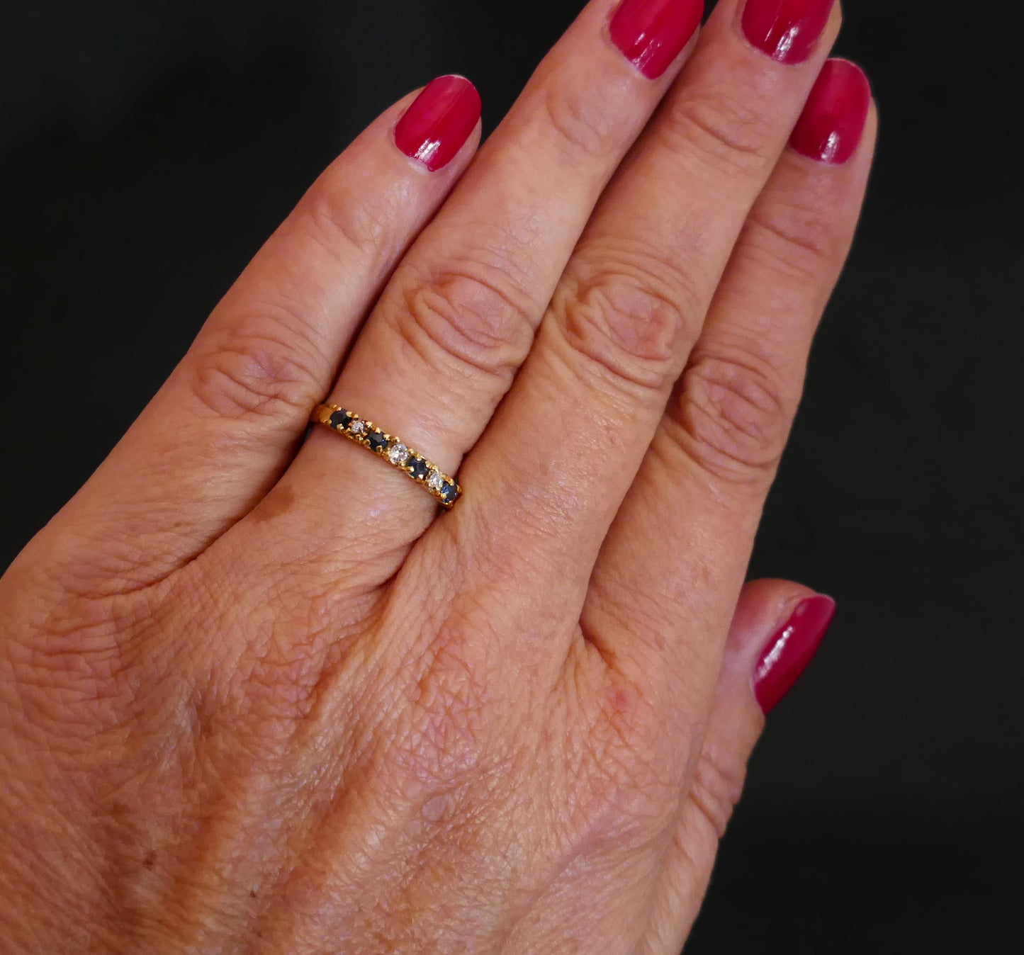 Demi alliance Saphirs et Diamants, or 18 carats