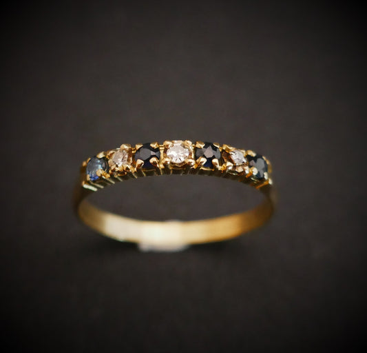 Demi alliance Saphirs et Diamants, or 18 carats