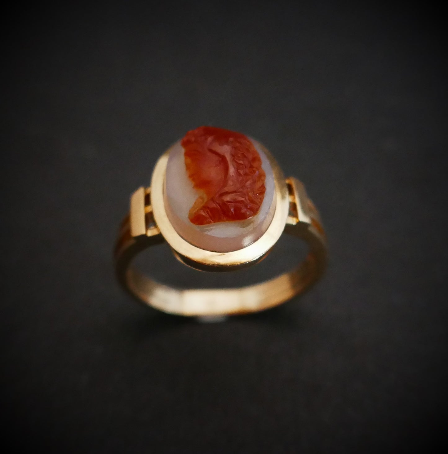Bague Chevalière Camée, Or Rose 18 Carats