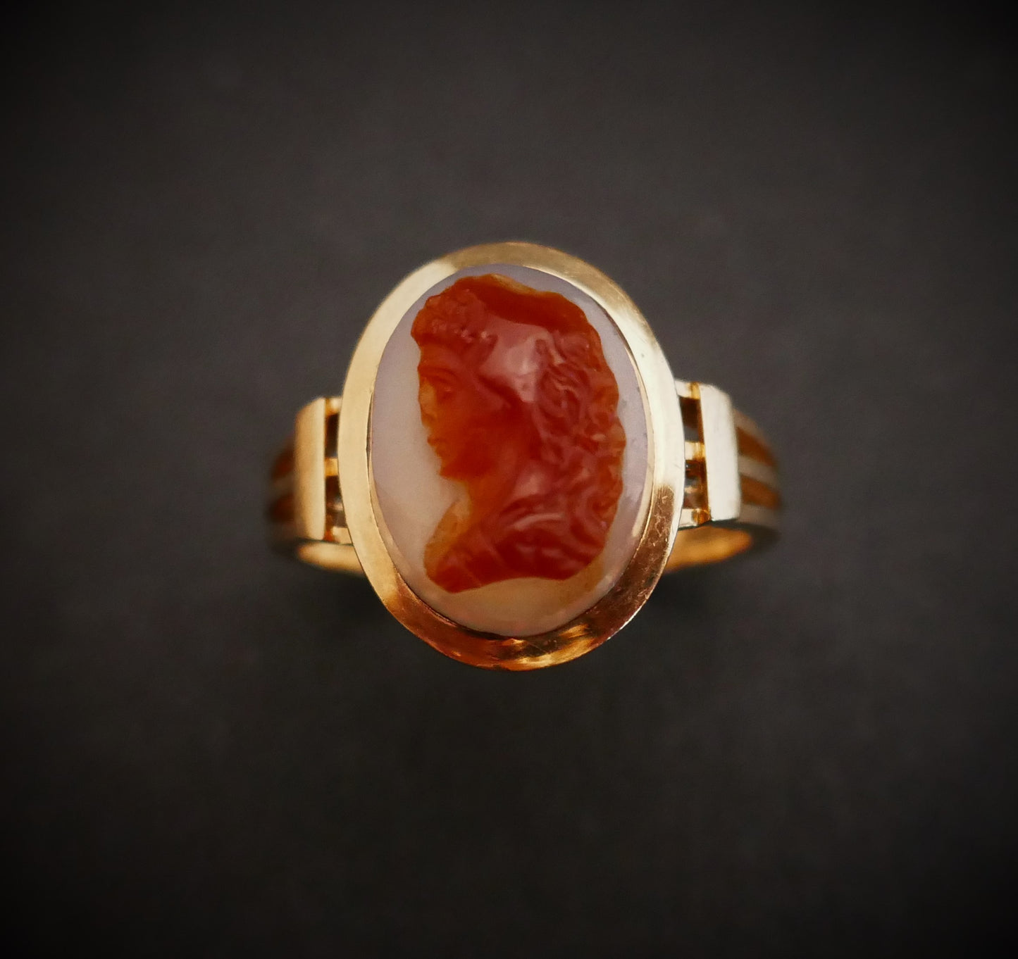 Bague Chevalière Camée, Or Rose 18 Carats