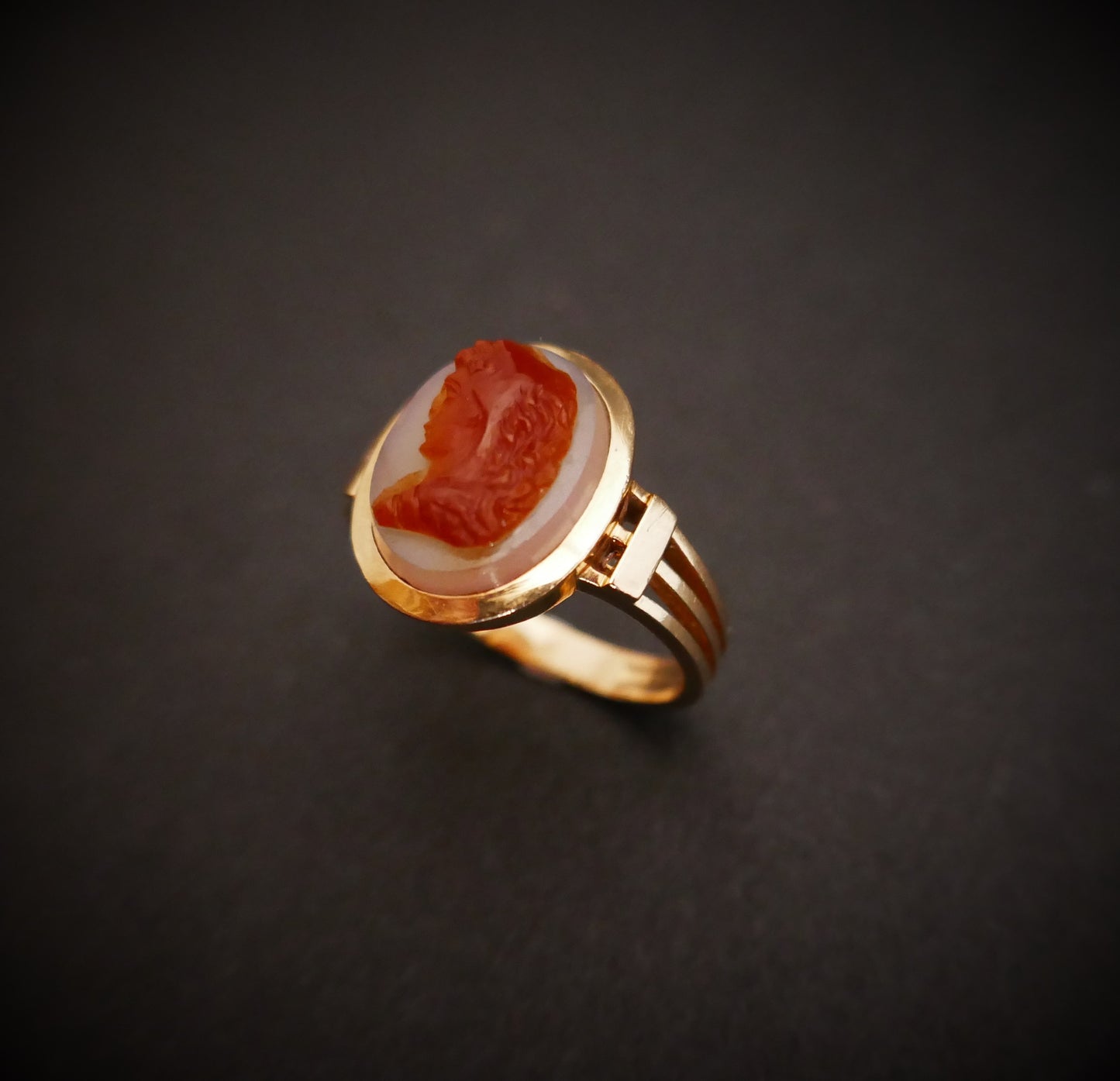 Bague Chevalière Camée, Or Rose 18 Carats