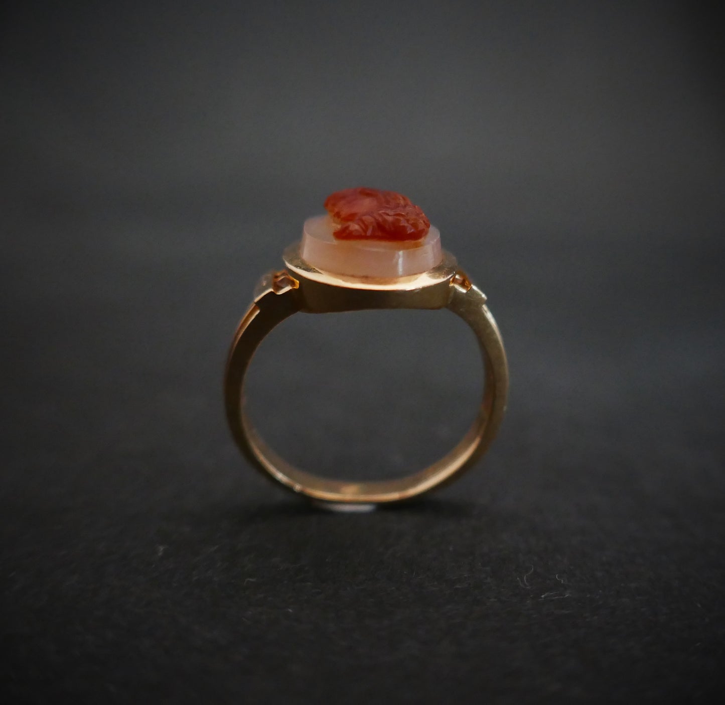 Bague Chevalière Camée, Or Rose 18 Carats