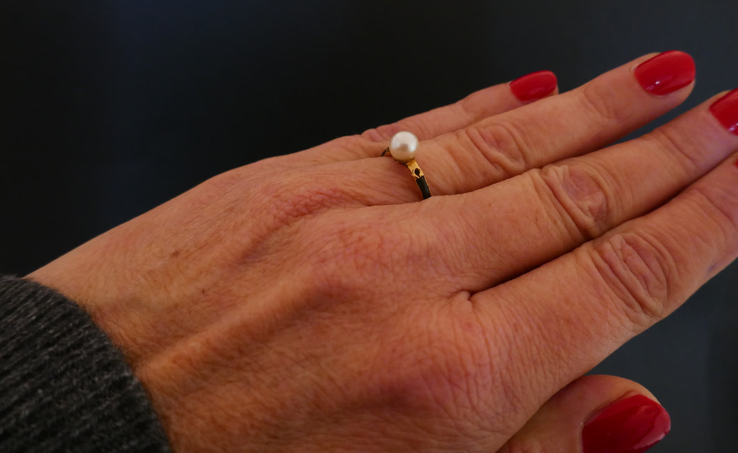 Bague Perle, Poils d'éléphant, Or