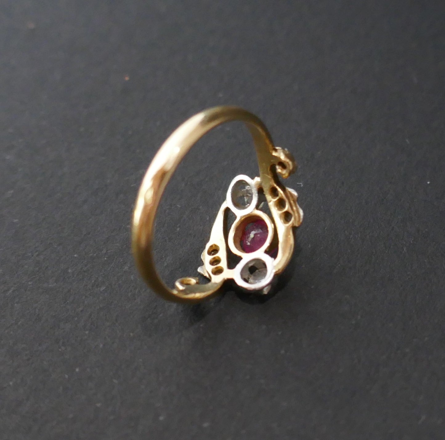 Bague Ancienne Rubis Et Diamants