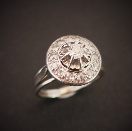 Bague Diamants, Platine et Or Blanc 18 Carats