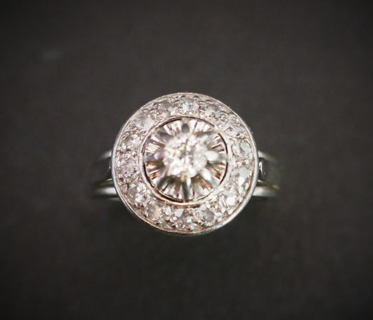 Bague Diamants, Platine et Or Blanc 18 Carats