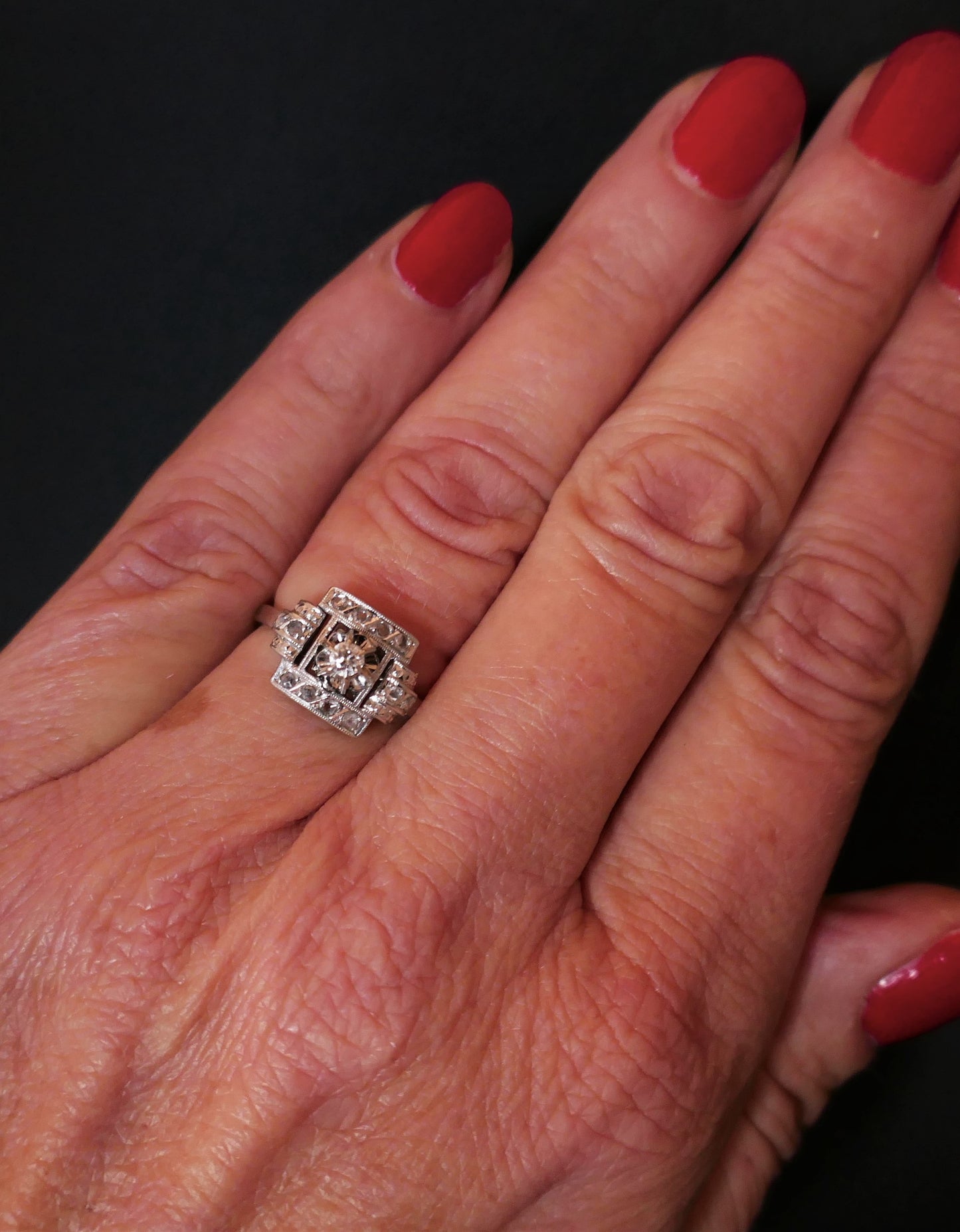 Bague Art Déco Diamants, Or Et Platine