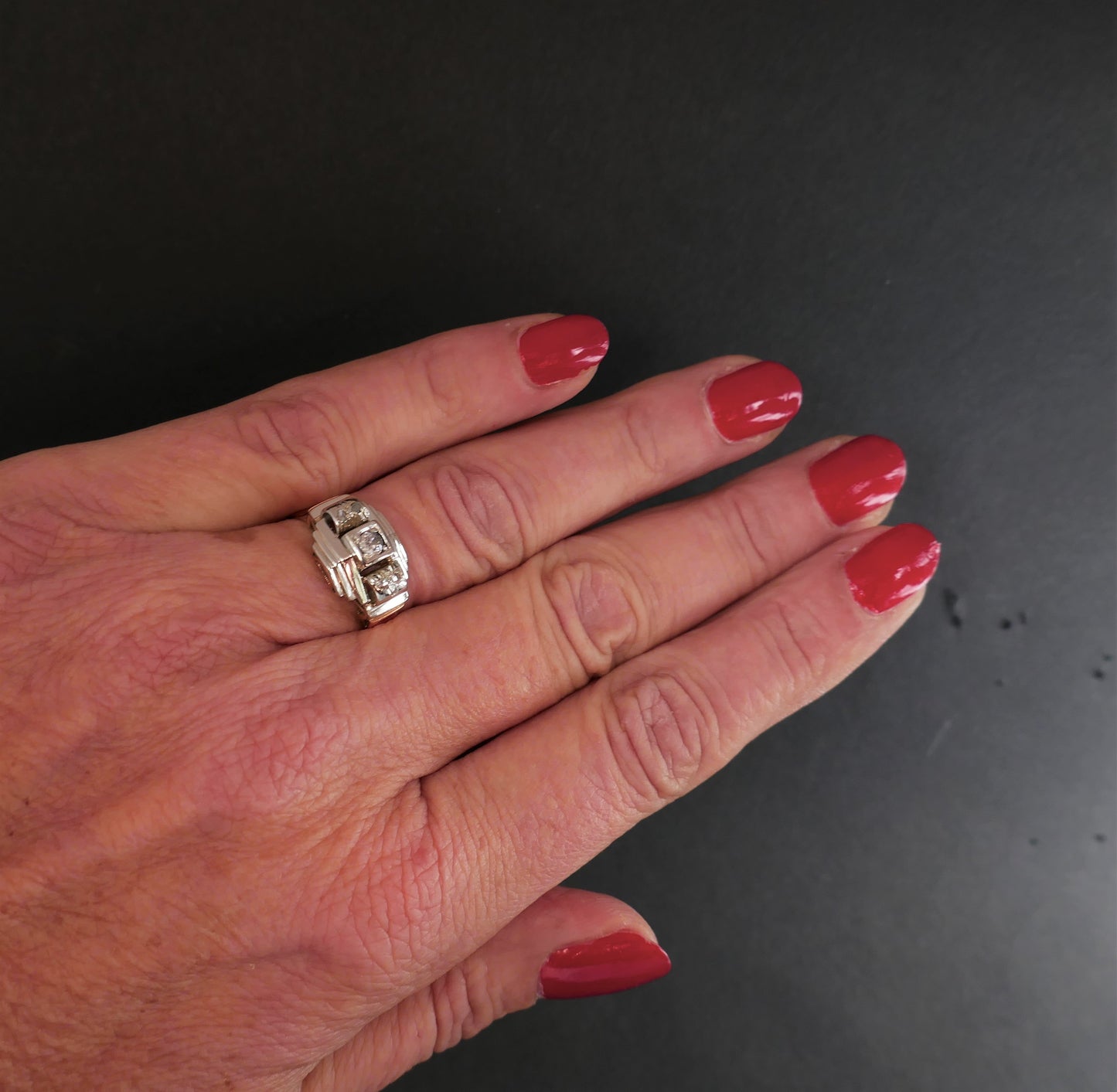 Bague Art Déco Diamants, Or Rose Et Or Blanc