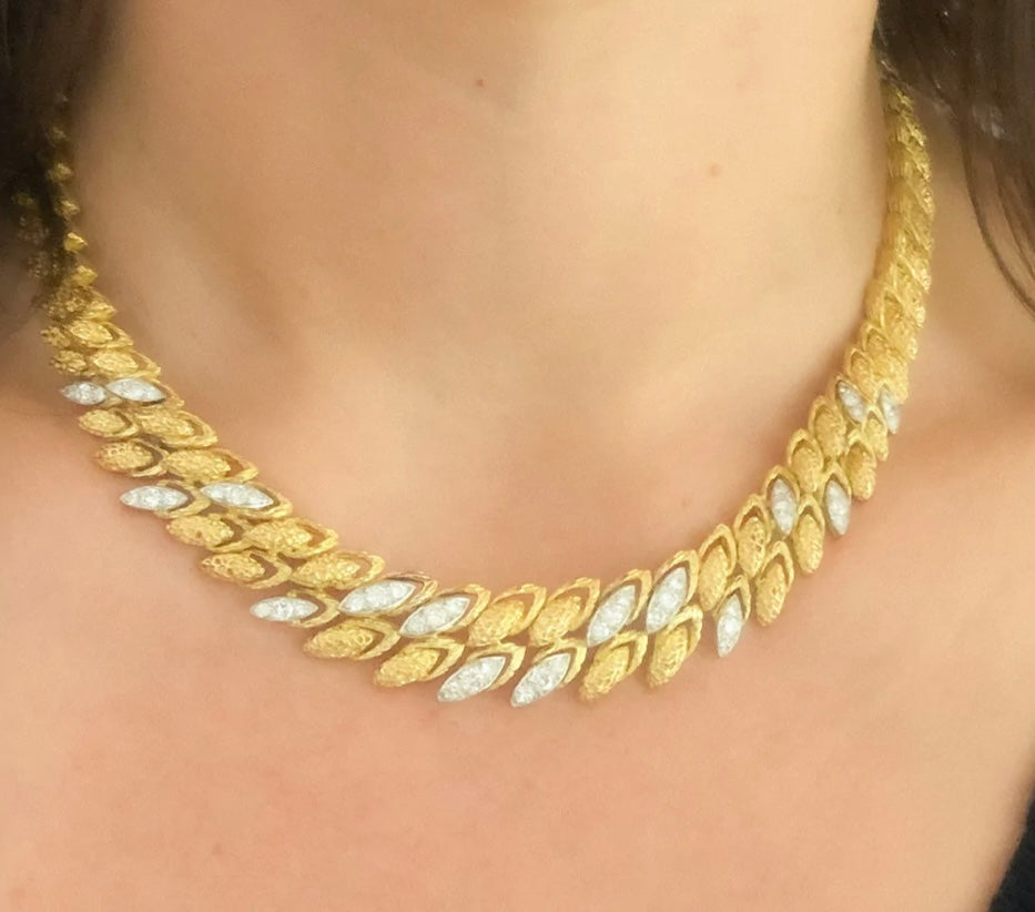 André VASSORT , Important Collier Diamants, Or Jaune Et Platine, Vers 1970
