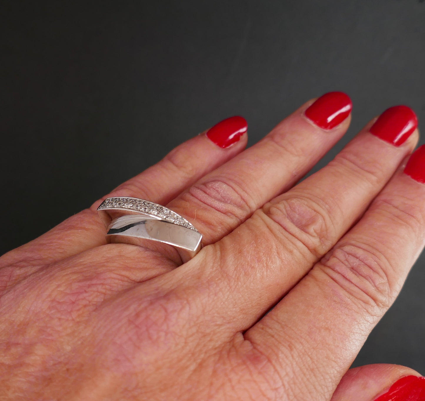 Bague Diamants, Or Blanc 18 Carats