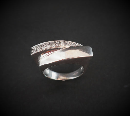 Bague Diamants, Or Blanc 18 Carats