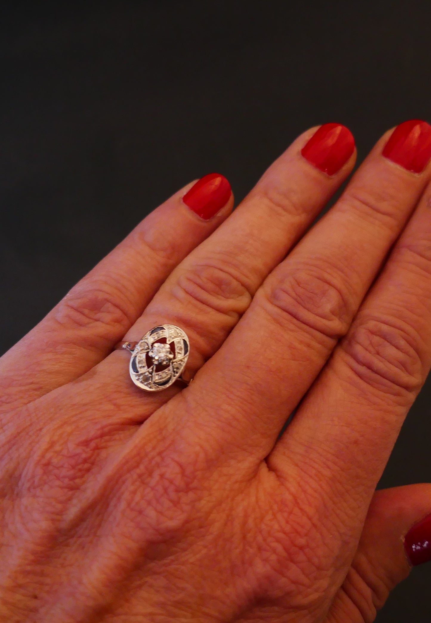 Bague Art Déco Diamants Et Saphirs, Or Et Platine