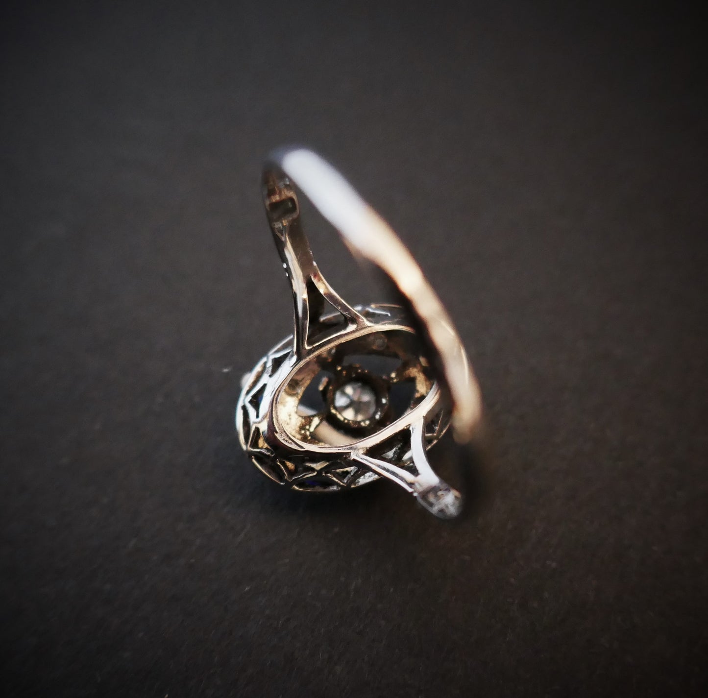 Bague Art Déco Diamants Et Saphirs, Or Et Platine