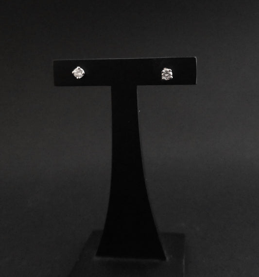 Boucles d'Oreilles Puces Diamants, Or Blanc 18 Carats