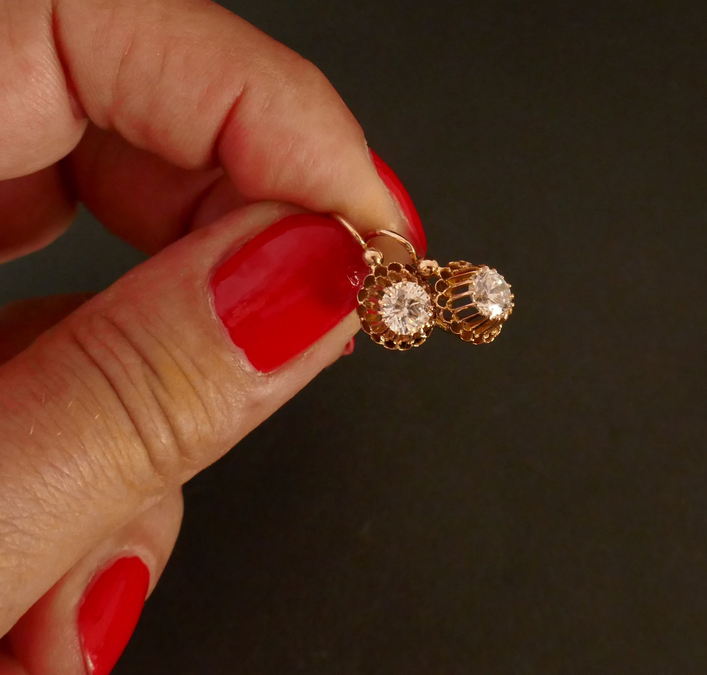 Dormeuse Or 18 Carats Et Pierres Blanches