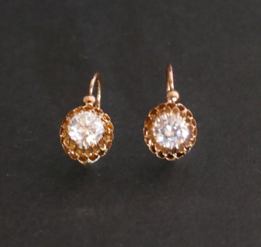 Dormeuse Or 18 Carats Et Pierres Blanches