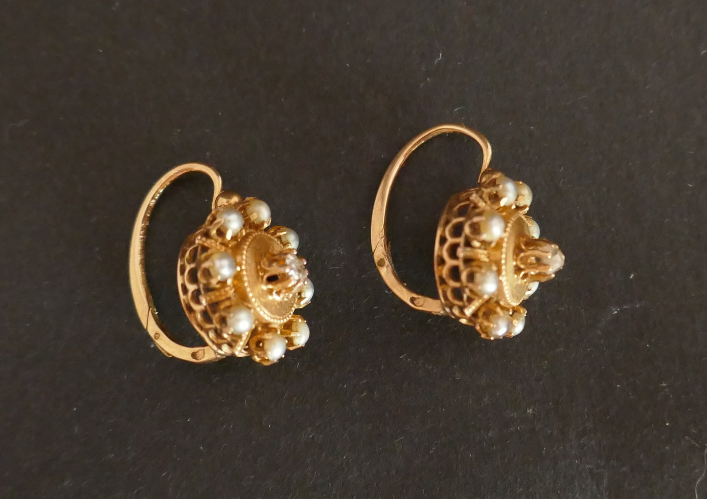 Dormeuses Anciennes Diamant Et Perles Fines