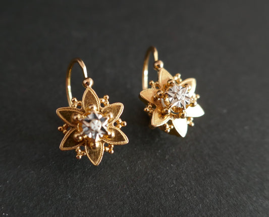 Dormeuses Or 2 Tons, Poinçon Tête De Cheval