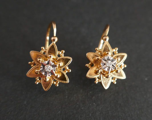 Dormeuses Or 2 Tons, Poinçon Tête De Cheval