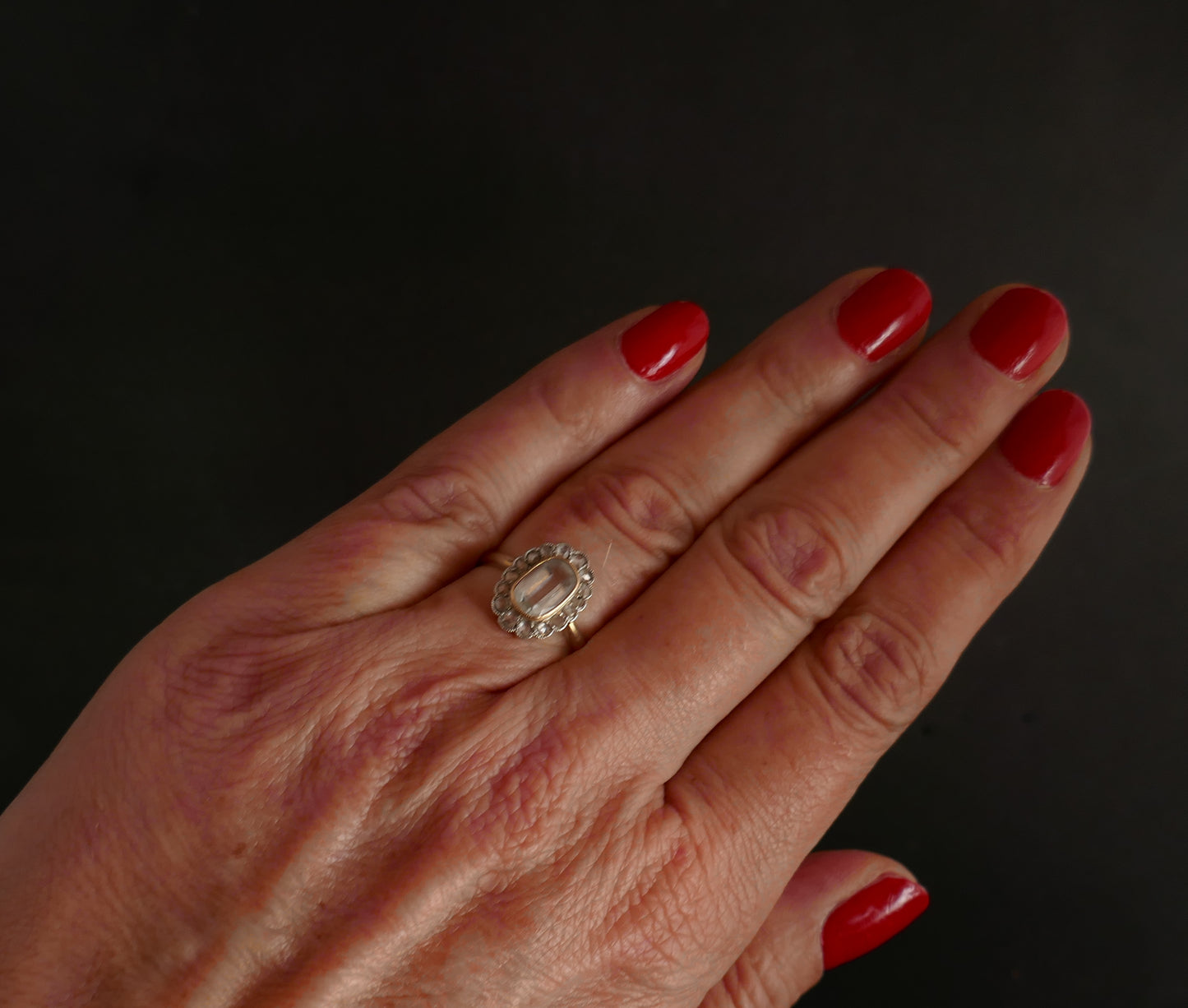 Bague Sertie d'Une Aigue Marine Et Diamants