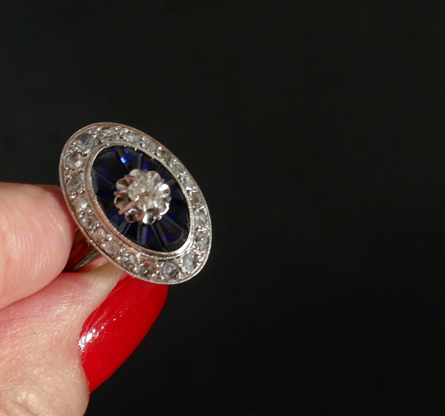 Bague Art Déco Diamants Et Saphirs Calibrés