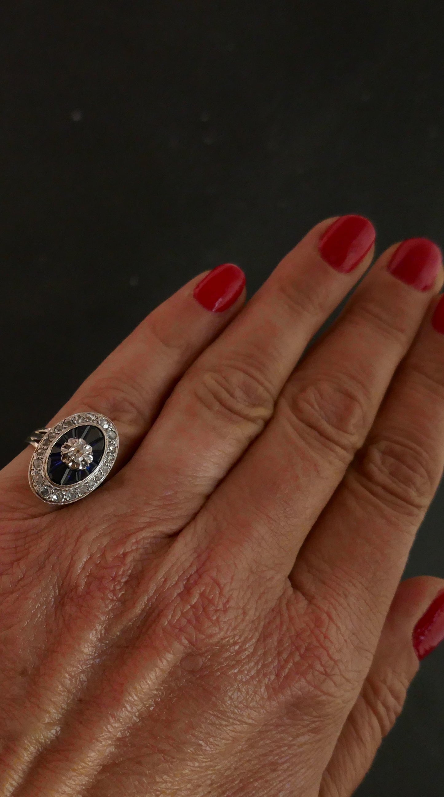 Bague Art Déco Diamants Et Saphirs Calibrés