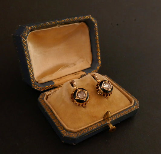 Dormeuses Diamants Et émail, Epoque Napoléon III