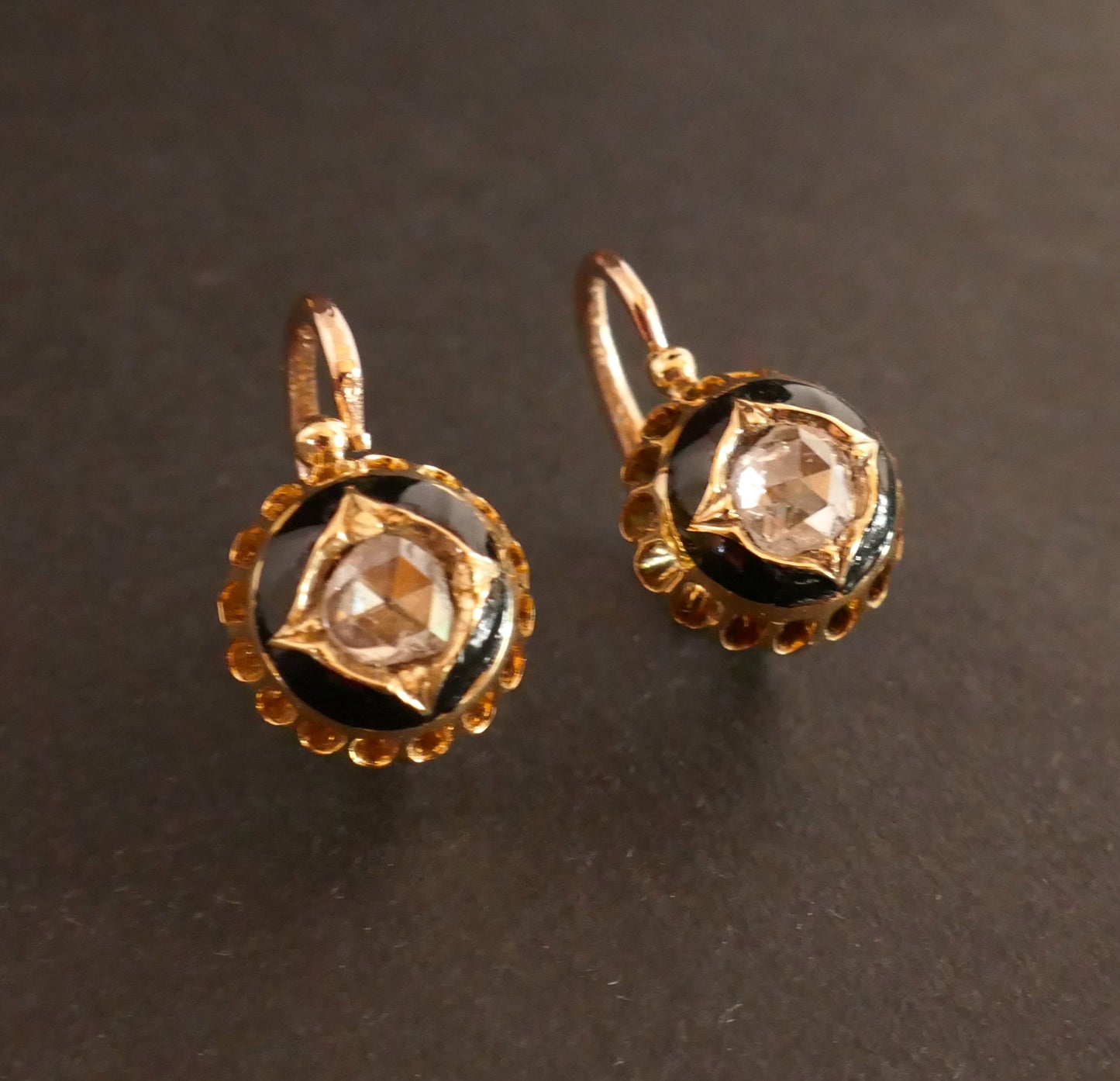 Dormeuses Diamants Et émail, Epoque Napoléon III