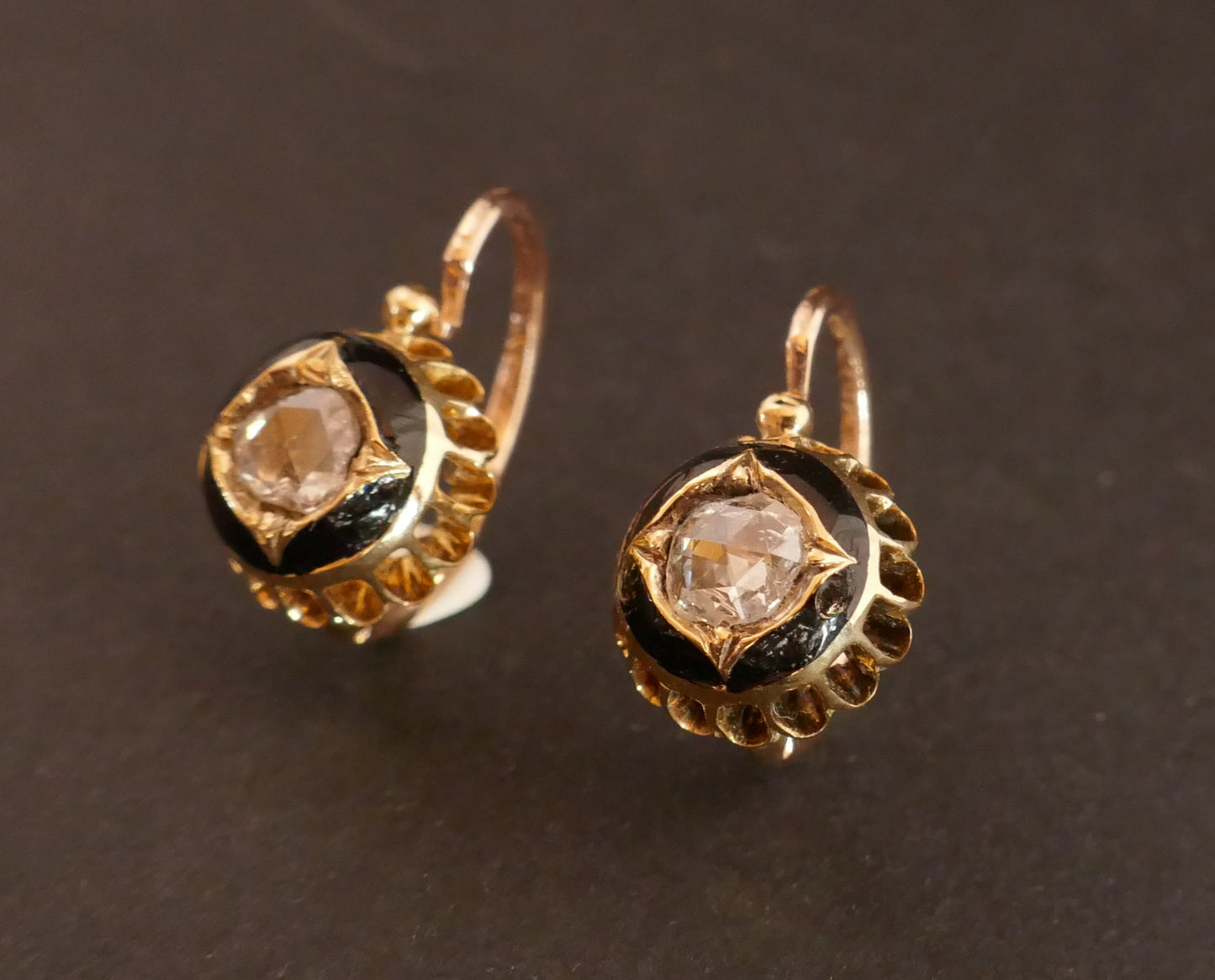 Dormeuses Diamants Et émail, Epoque Napoléon III
