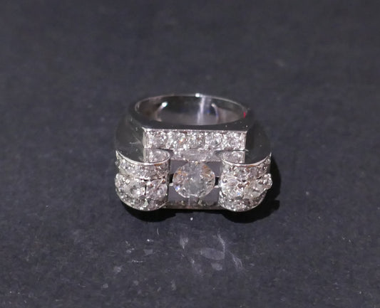 Bague Tank En Platine Et Diamants 1,50 carats, Art Déco