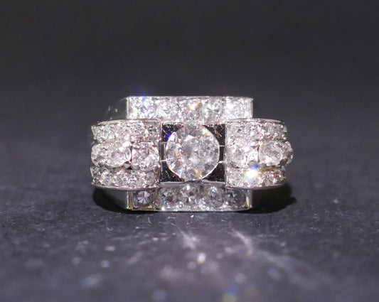 Bague Tank En Platine Et Diamants 1,50 carats, Art Déco