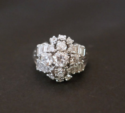 Bague Fleur Platine Diamants