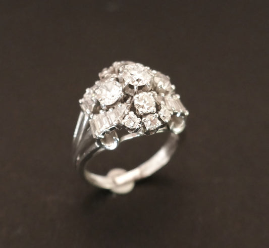 Bague Fleur Platine Diamants