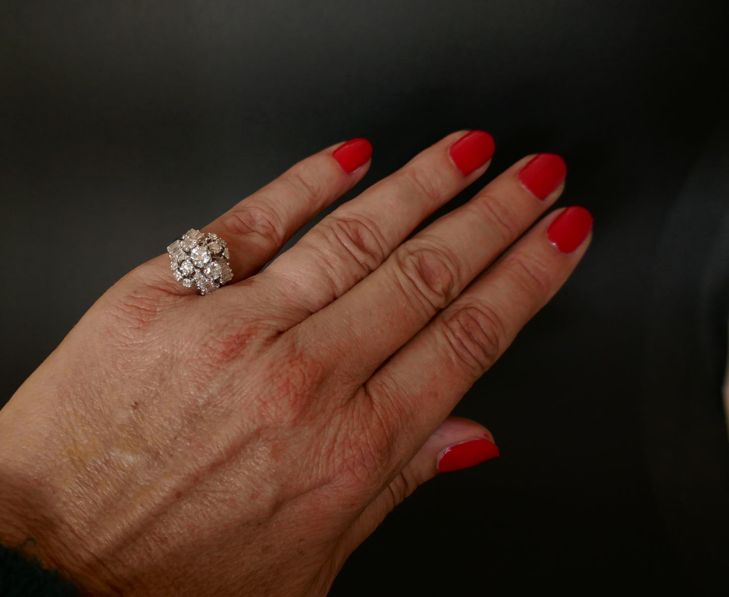 Bague Fleur Platine Diamants