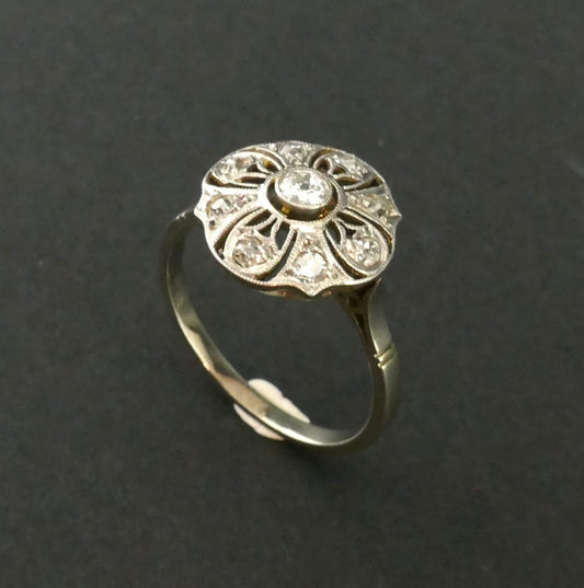 Bague Fleur Diamants, Or Et Platine
