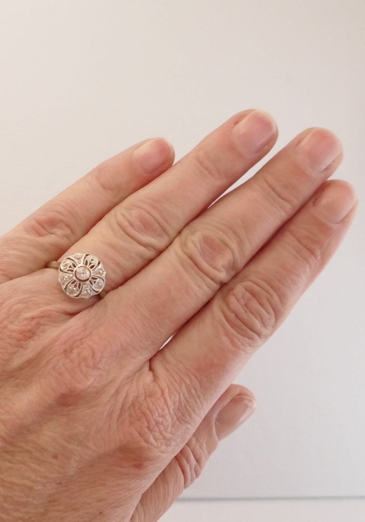 Bague Fleur Diamants, Or Et Platine