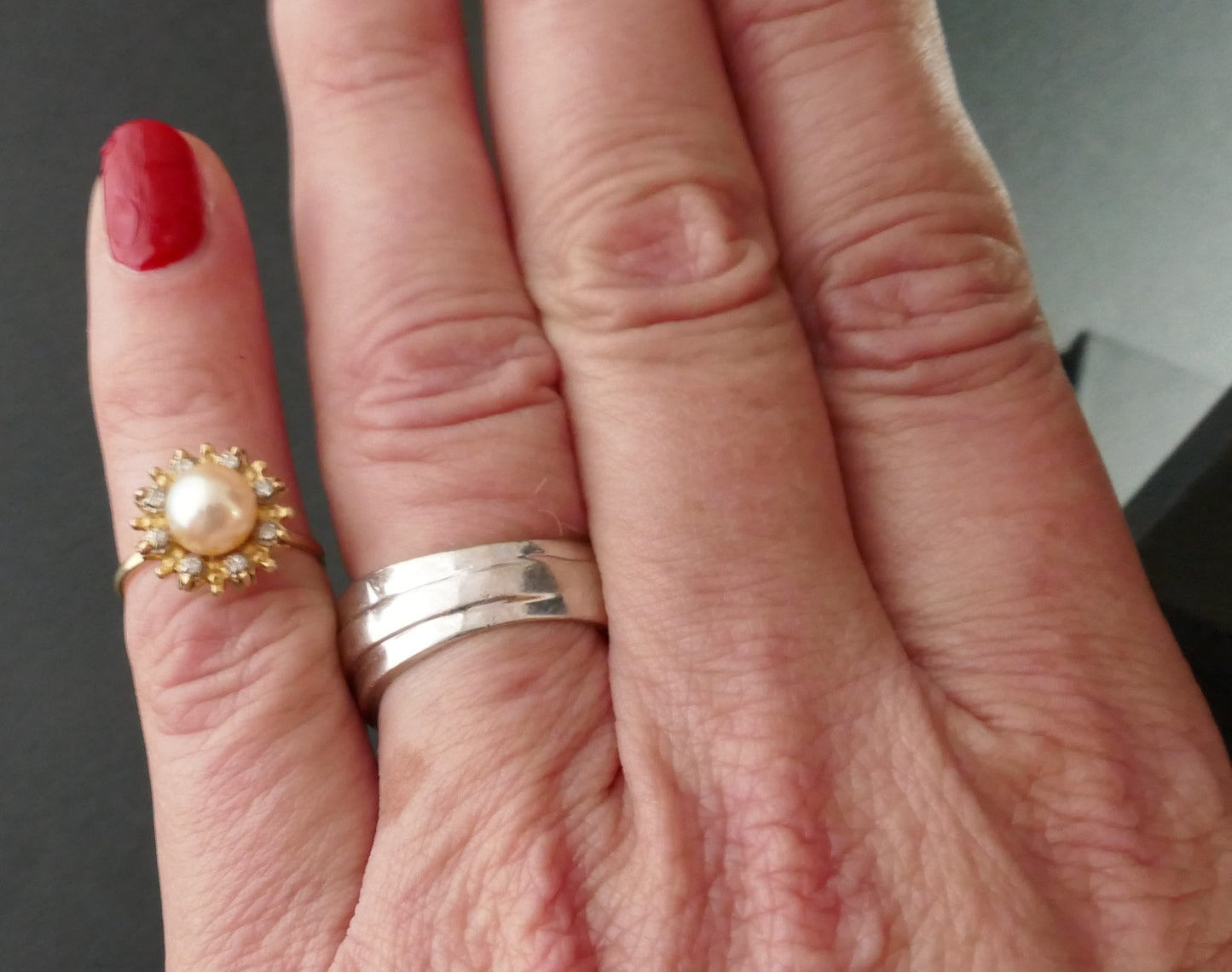 Bague Perle Et Diamants, Or 18 Carats